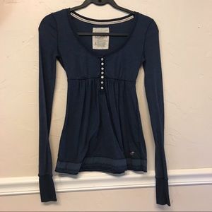 Hollister - Dressy Navy Blue Long Sleeve Shirt